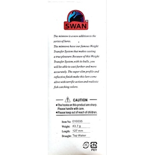 POPPER SWAN 43,7 gram 127 mm / POPPER FLOATING