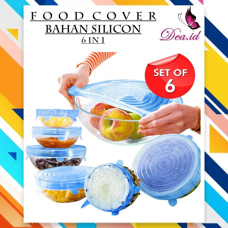 [DEASHOP] FOOD COVER SILIKON - STRETCH BOWL COVER LID SILICON - 6 IN 1 - TUTUP WADAH SERBAGUNA