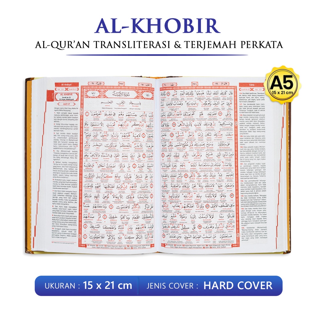 Al Quran Terjemah Tajwid Al Khobir A5 Quran Kertas HVS Alquran kecil Transliterasi Terjemah Per Kata Murah Best Seller-1