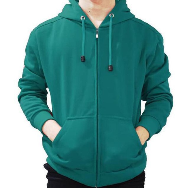 [ PROMO ] SWEATER POLOS HOODIE ZIPPER RESLETING WARNA HIJAU TOSCA