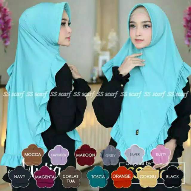 Hijab Melovia Pinguin Jersey Rempel / Jilbab Khimar Instan Pet Antem