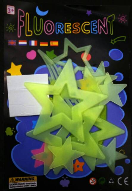 Sticker Glow In The Dark Stiker Fosfor Fluorescent Balon Udara Smile Star Rainbow Angel Flower Bunga