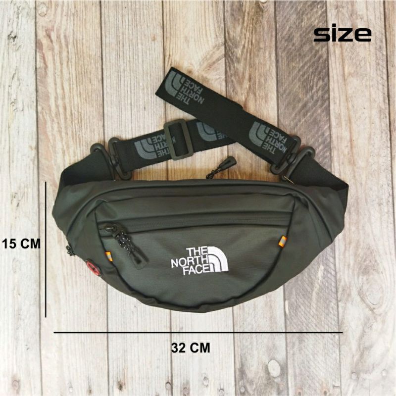 Tas Selempang Pria Distro TNF The North Face Waistbag Pria Wanita Anti Air Waterproof Premium Murah Tali Sablon