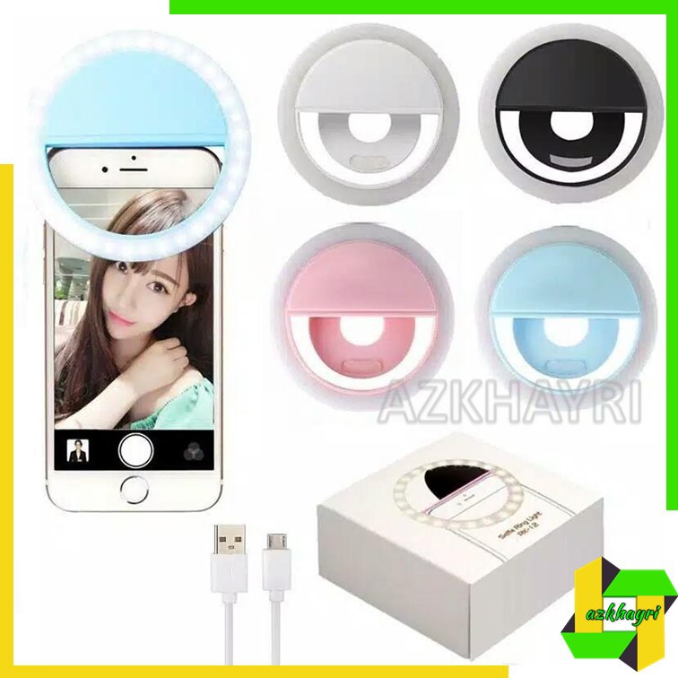 RING LIGHT SELFIE LED LAMPU LAMP RECHARGE 3 MODE