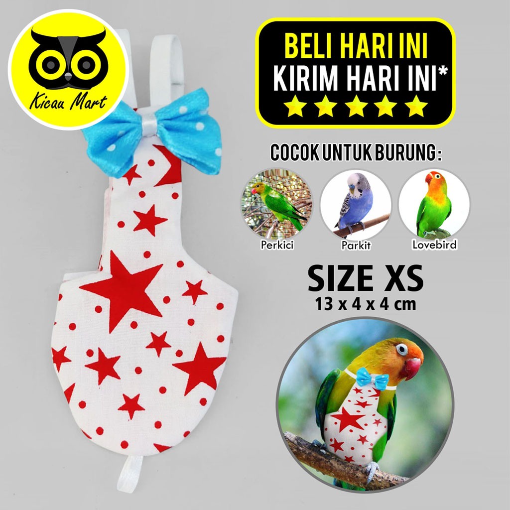 BAJU POPOK BAJU PAMPERS BURUNG LOVEBIRD PARKIT DIAPERS POPOK BURUNG KECIL JUBAH LOVE BIRD PERKICI PARROT SIZE XS UKURAN EXTRA SMALL