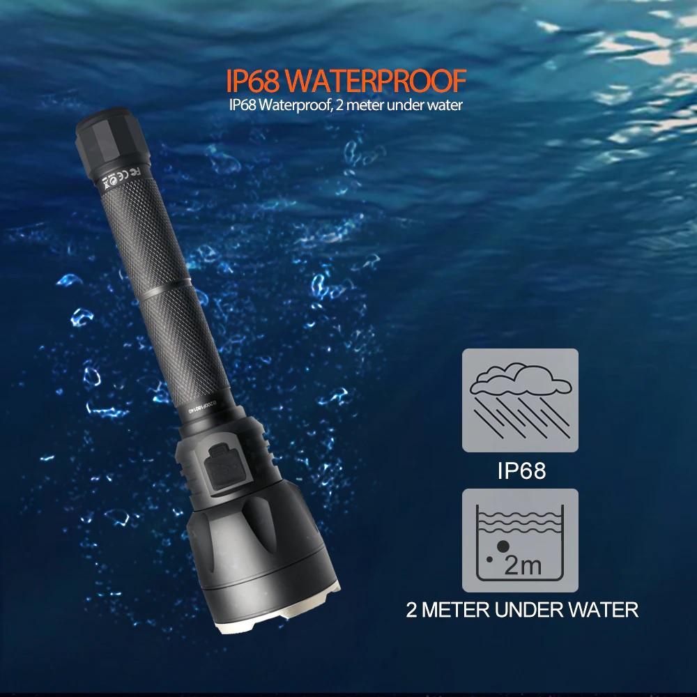 NICRON B200 - Far Distance Tactical Flashlight - Senter Tactical Rechargeable1000 Lumens