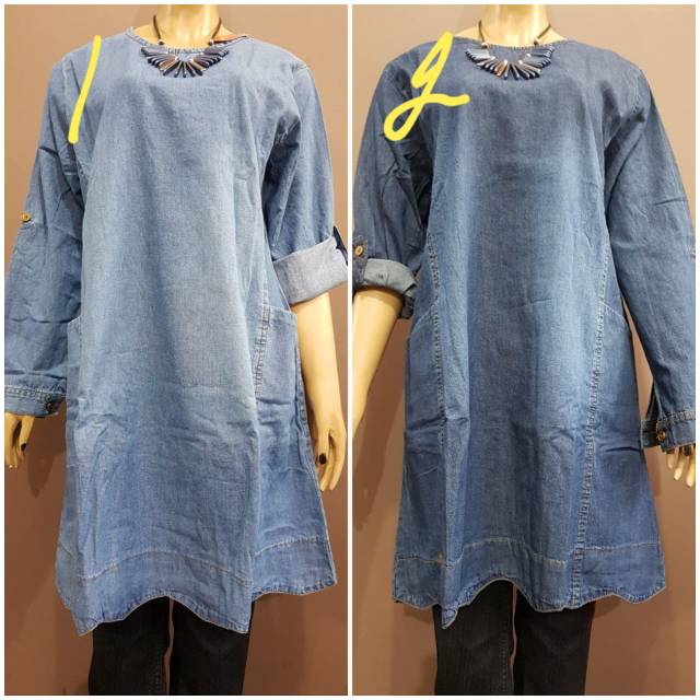 YULI - ATASAN BLOUSE  LD 112 CM JEANS WANITA LENGAN PANJANG (kode 68