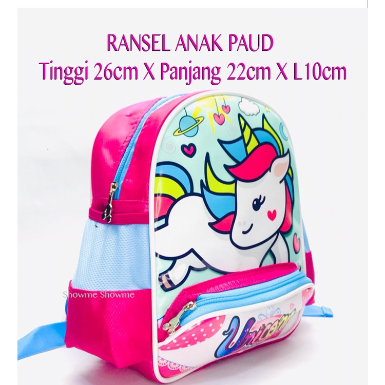 Showme Tas Ransel Anak Sekolah PAUD 10in (T26cm X P20cm X L10cm) UNICORN