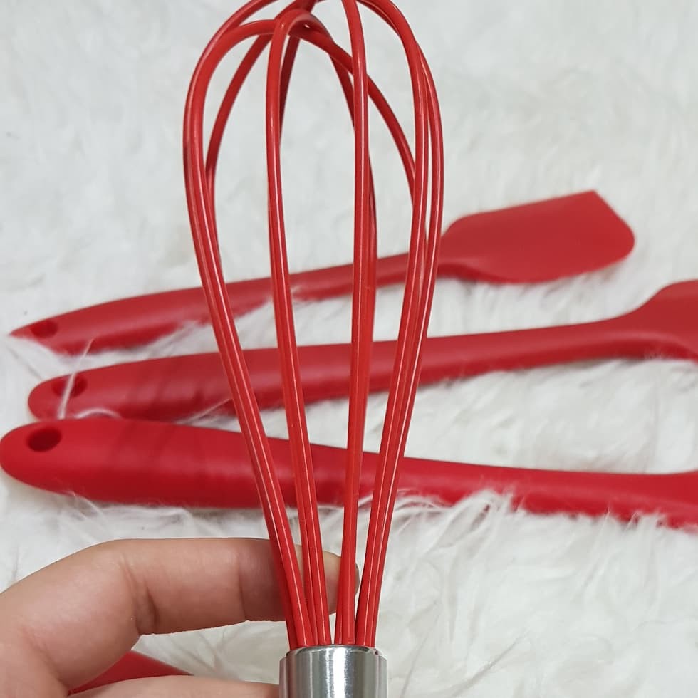 5pcs rubber silicone spatula utensil set with WHISK /alat masak sutil silikon