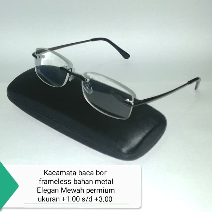 Jual kacamata baca plus premium frameless bahan metal terbaik