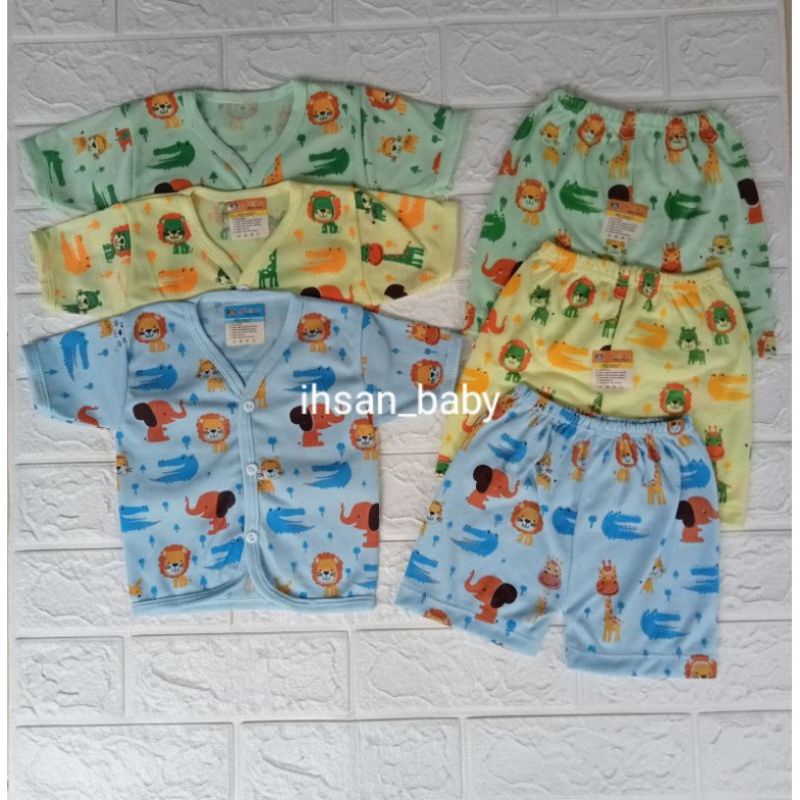 6 pcs(3 stel) baju/celana bayi newborn motif terbaru