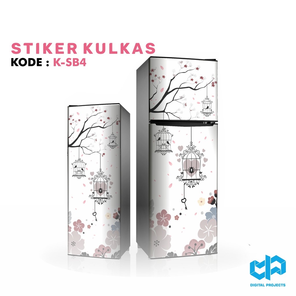 Digita Projects Sticker Premium Sticker Kulkas Shabby  1 pintu dan 2 pintu Motif Sakura - K-SB4