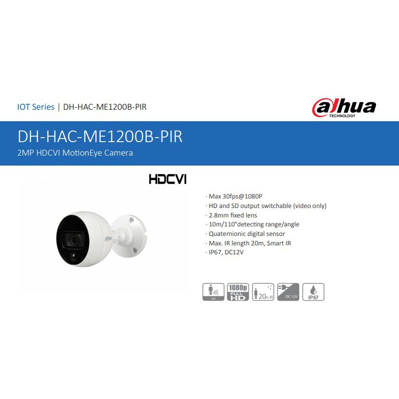 Dahua HDCVI Camera Pro HAC-ME1200B PIR Camera