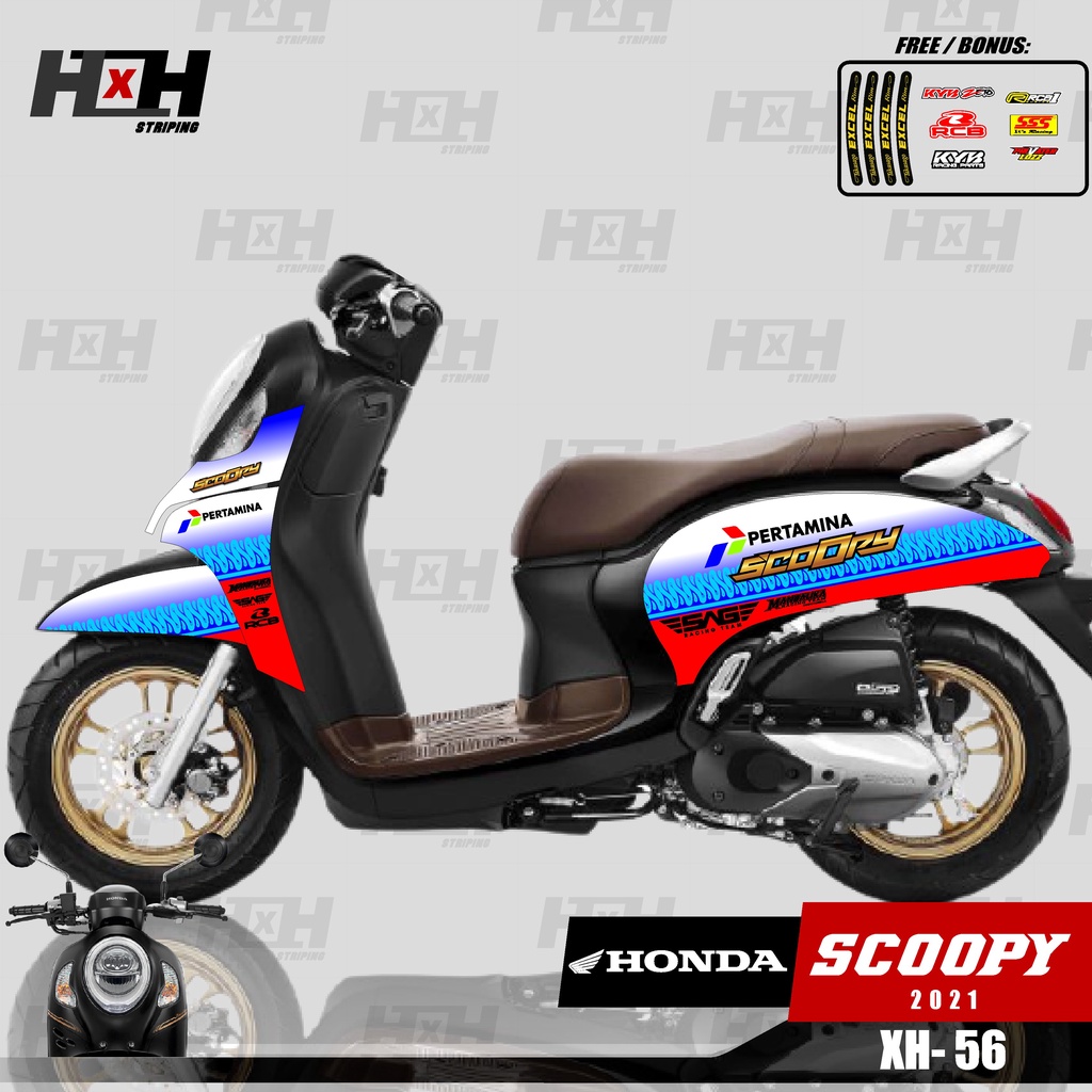 Sticker Striping Stiker Lis Variasi Scoopy New 2021 - Honda All New Scoopy Desain Pertamina Mandalik