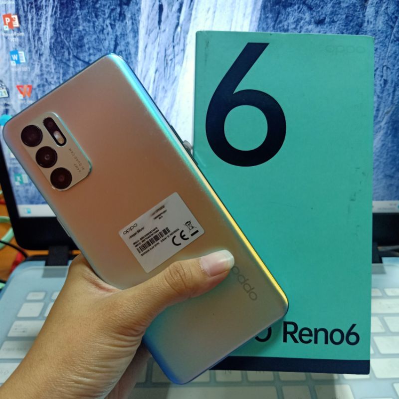 (SECOND) OPPO RENO 6 8/128GB GARANSI RESMI 8 BULAN LAGI SUPER ISTIMEWA BODY MULUS HP NORMAL LANCAR J