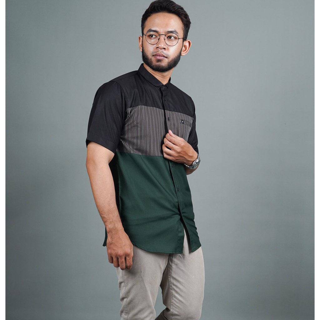 Khoury Fadkhera Kemeja  Pria  Koko Pria  Lengan Pendek Kemeja  