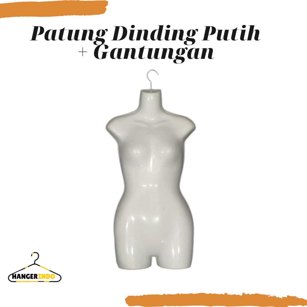 Manekin Wanita Dinding Putih | Manekin Gantung Patung Dinding Putih + Gantungan