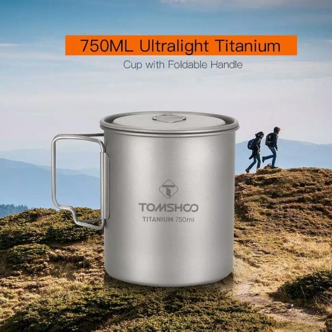 TERLARIS Tomshoo titanium 750ml ultralight portable pot mug camping outdoor