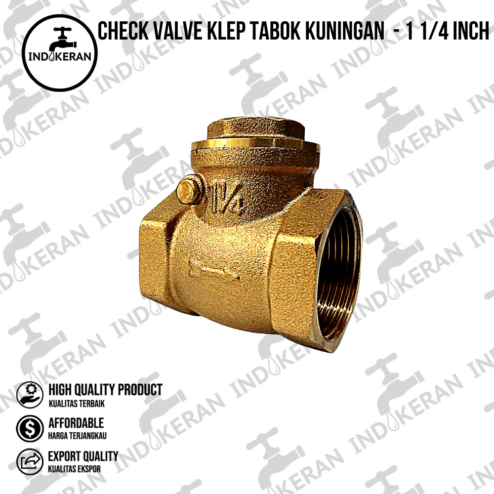 INDOKERAN - Check Valve Klep Tabok Kuningan - 1 1/4 Inch