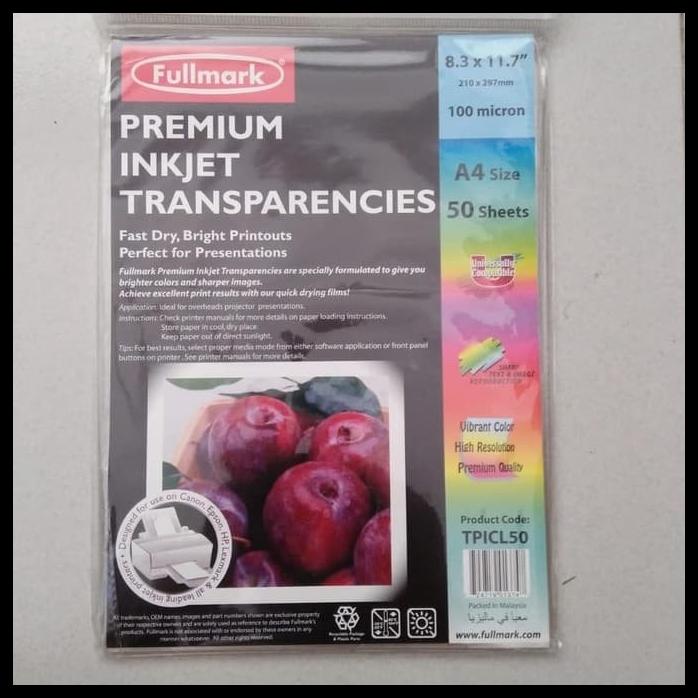 

TERLARIS TRANSPARENCIES - FULLMARK PREMIUM INKJET TRANSPARENCIES A4 TERLARIS