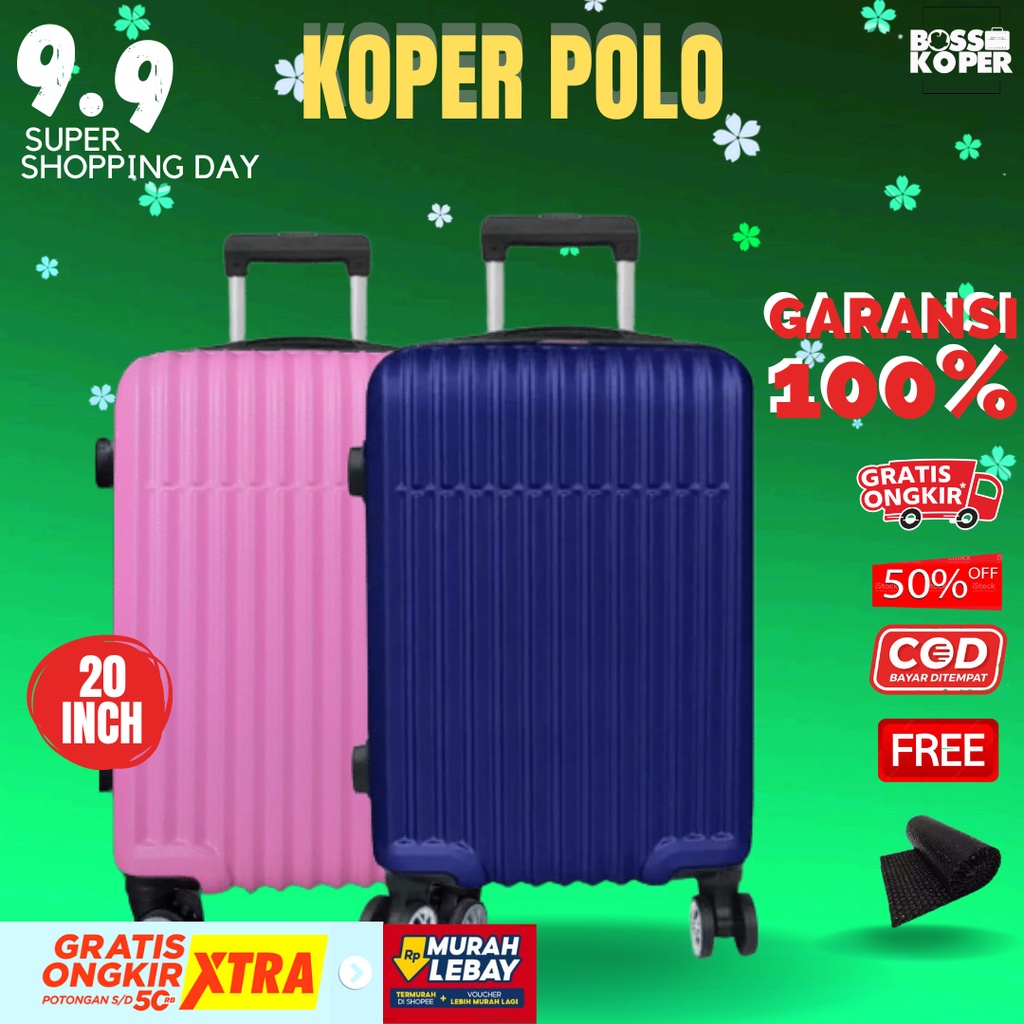 koper 20 inch polo ukuran kabin  cabin fiber polo travel murah 20 inch tas koper tas travel 20 inch 
