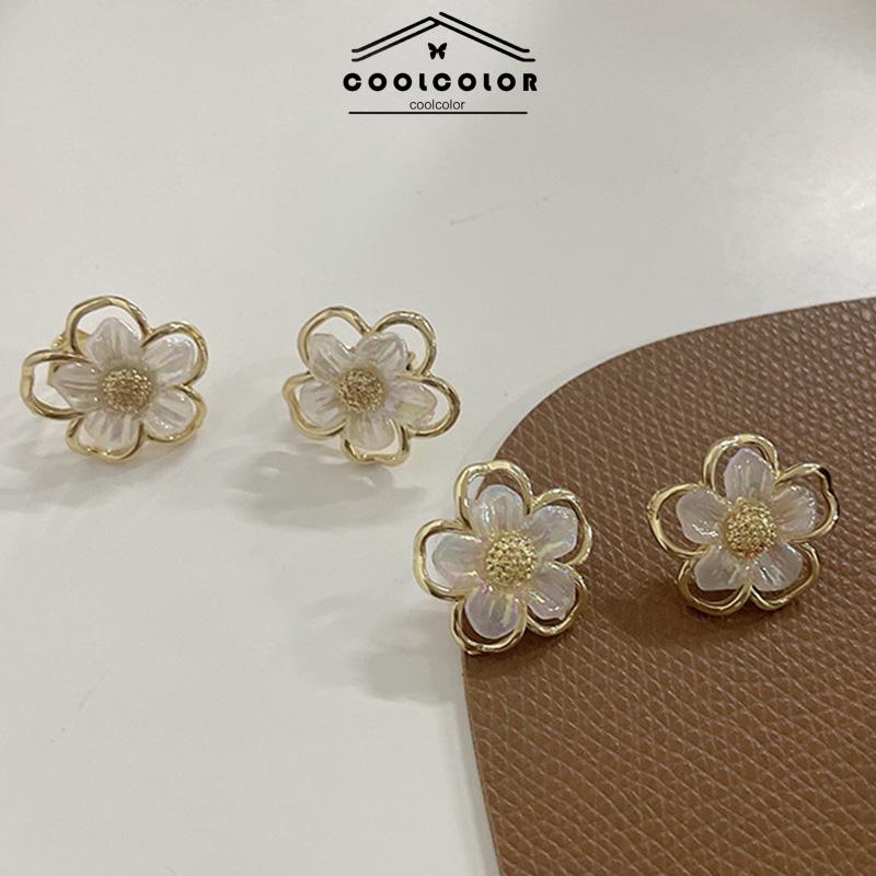 COD✨Anting Bunga Korea Kecil Sepasang Flower Stud Earrings Emas Anting Tusuk Motif Vintage Fashion Impor Murah Aksesoris Wanita