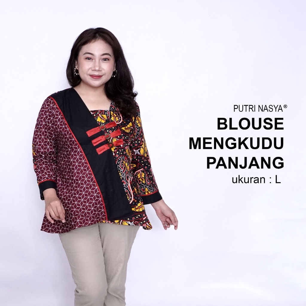 Blouse Batik Big Size Wanita Atasan Batik Jumbo Lengkap S-M-L-XL-2L-3L-4L-5L-6L-7L Model Blus Jumbo Seragam Batik / Atasan Formal Kantor Katun / Pakaian Batik Super Big Kekinian Model Terbaru / Blouse Kerja Wanita Bahan LD 140 Model