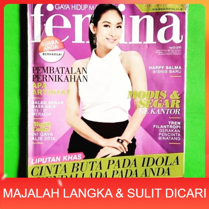 Majalah FEMINA No.2 Jan 2014 Cover HAPPY SALMA Langka