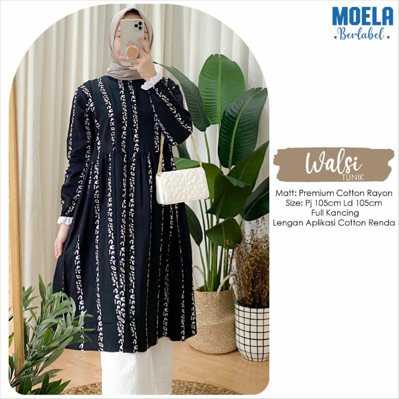 Atasan Wanita Tunik Walsi Tunik Cotton Rayon Busui LD 105 Ori by Moela Berlabel