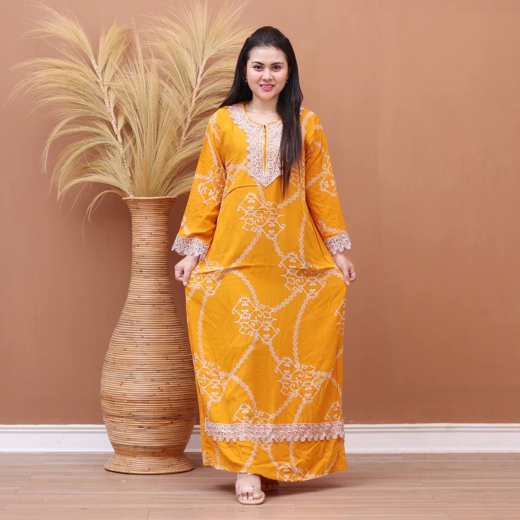 Batik Prass - Daster Arab Elmeera / Longgdress Renda / Rayon Grade A Lengan Panjang-6
