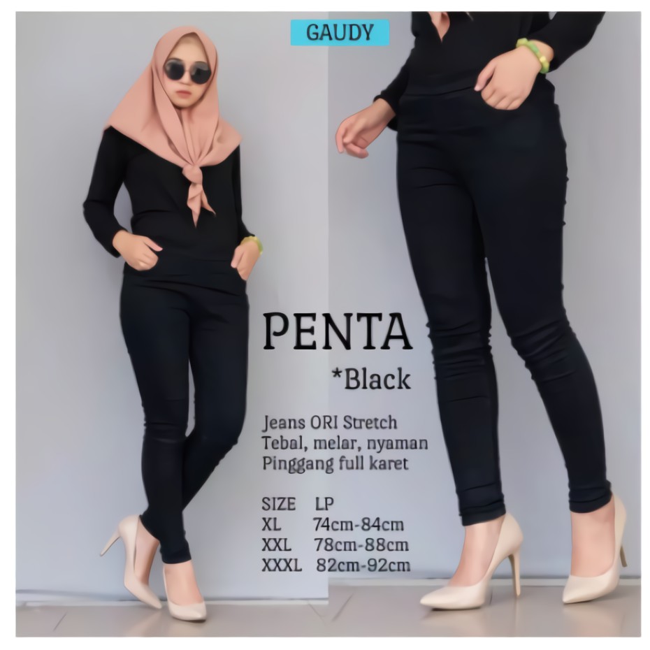 PENTA JEANS !! JEANS POLOS MELAR PINGGANG KARET NYAMAN DIPAKAI