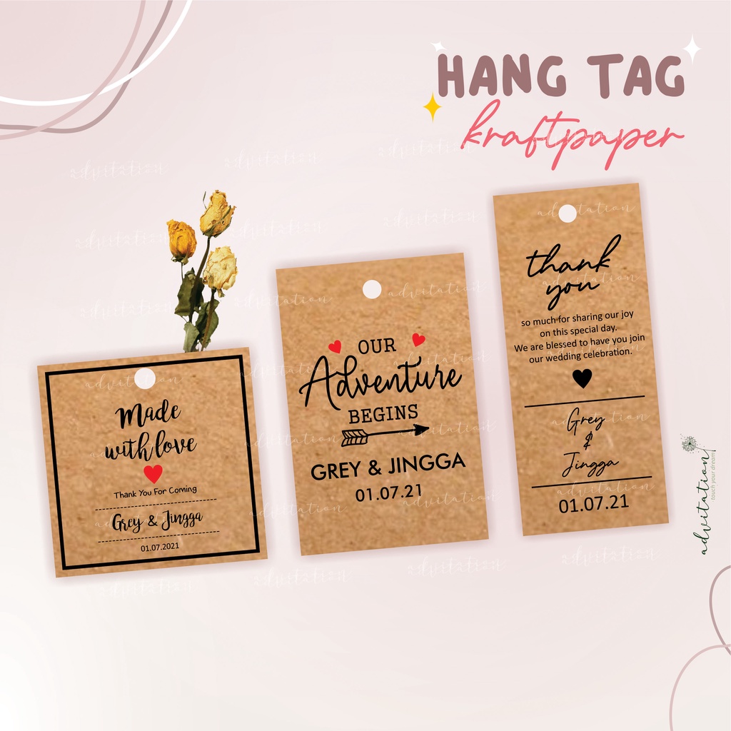 

HANG TAG WEDDING PERNIKAHAN KRAFT PAPER ❤ THANK YOU CARD CUSTOM MURAH ❤ AESTHETIC RUSTIC ❤ USAHA