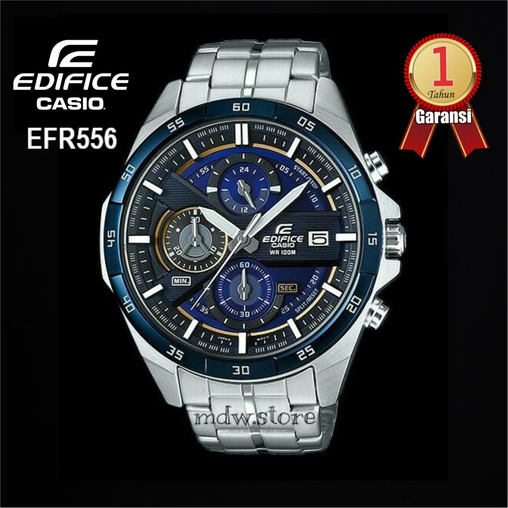 Casio Edifice EFR556 EFR 556 Silver Blue Jam Tangan Pria
