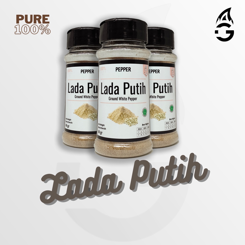 

Apigen Lada Putih Bubuk Halus Merica / Ground White Pepper Botol Premium 60 Gram