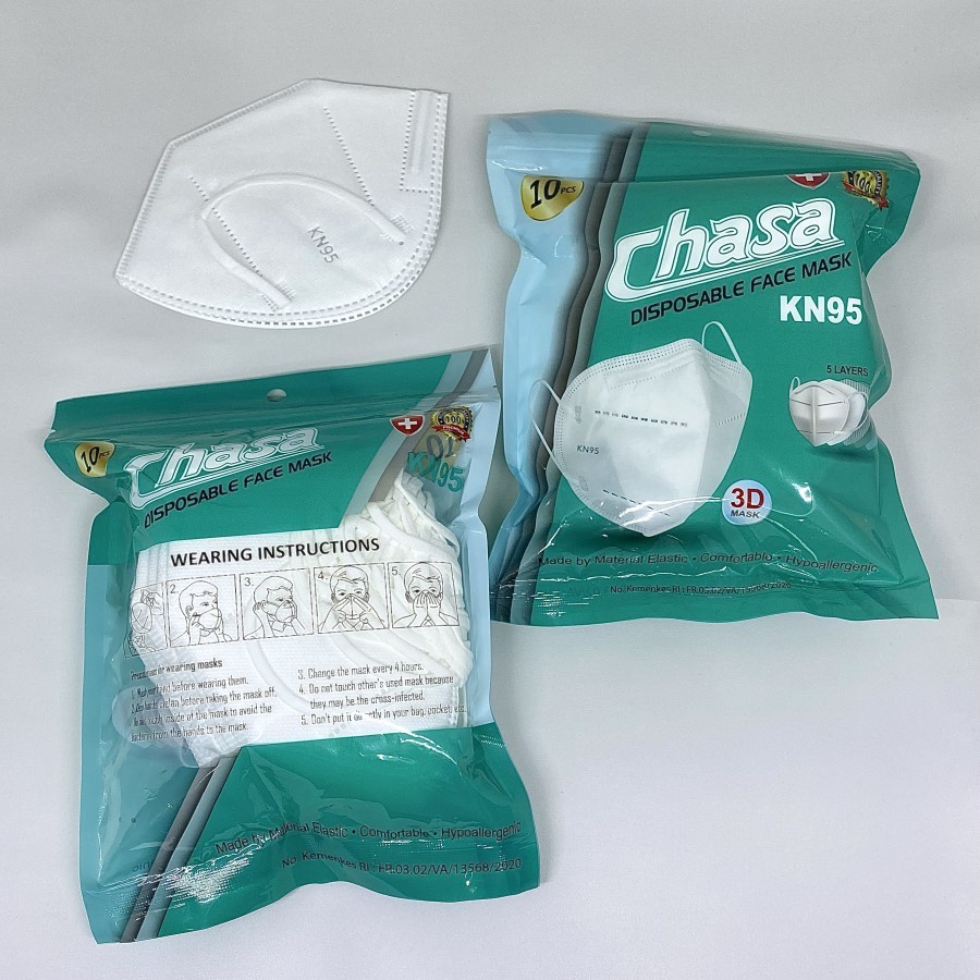 Masker KN95 5Ply Model Sachet Chasa Hygenic Premium Quality izin Kemenkes isi 10pc