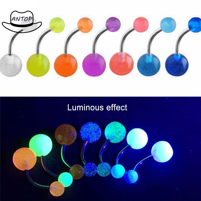 1pc Anting Tindik Perut/Pusar Bahan Stainless Steel Akrilik Luminous Dengan Untuk Wanita ANTOP