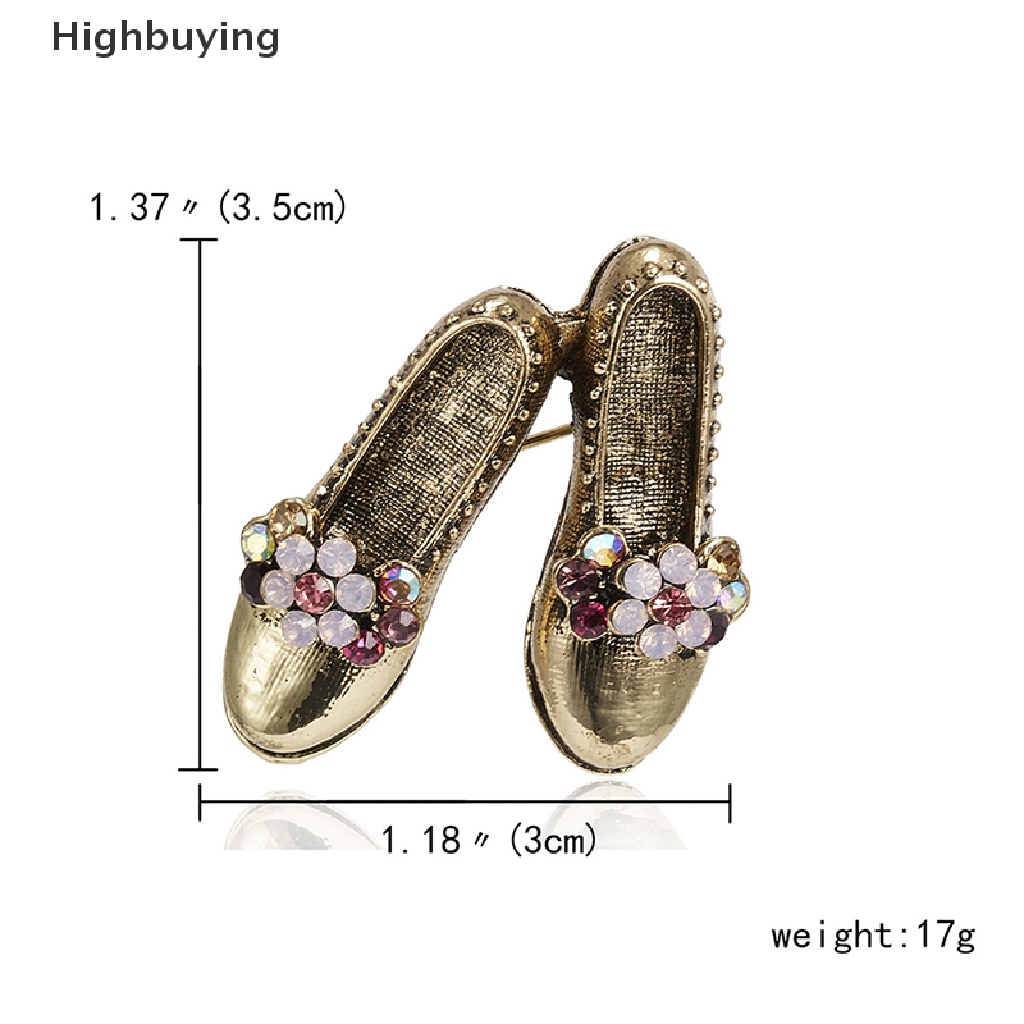 Hbid Bros Pin Retro Vintage Desain Sepatu Bunga Hias Berlian Imitasi Pink Untuk Wanita