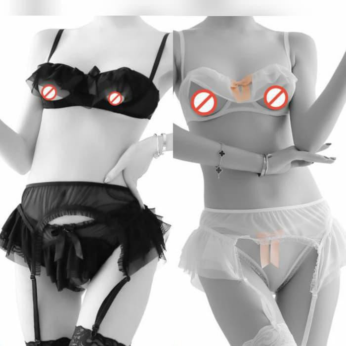 ACB321 Bikini Sexy Bra Set Panties Garter Stocking Fishnet Seksi