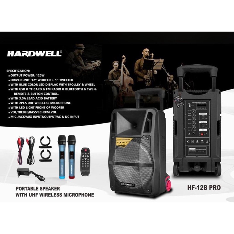 Speaker Portable Hardwell 12 Inch HF12B PRO / HF 12B PRO Original