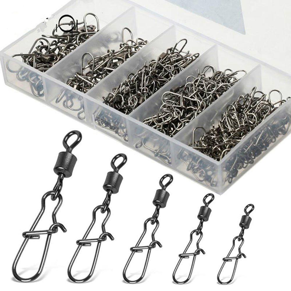 LANFY 100pcs/ Set Fishing Connector Fishhook Lure Swivel Connector Swivels Interlock Pin Snap Fishhook Pin Snap Fishing Tools Pins Fishing Tackle Pin Bearing 4#-12# Rolling Swivel Fishing Rolling Connector