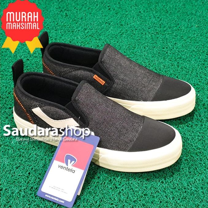 Sepatu Ventela ARMOR Denim Black SlipOn / Sepatu Ventela Armor Slip On