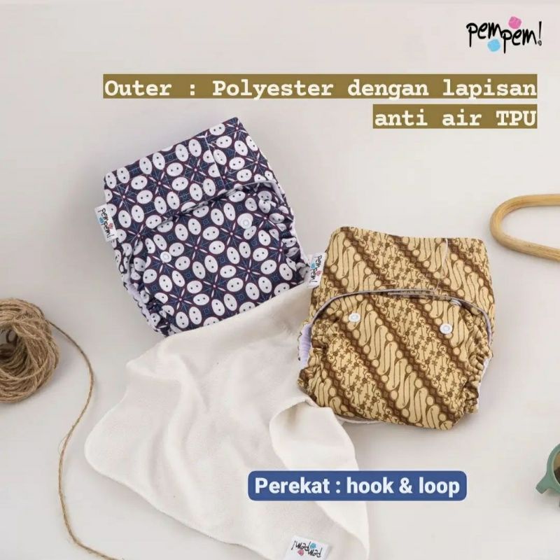 Pempem Full Motif Inner Gusset + Insert Litty | clodi | popok kain | Cloth Diaper pocket