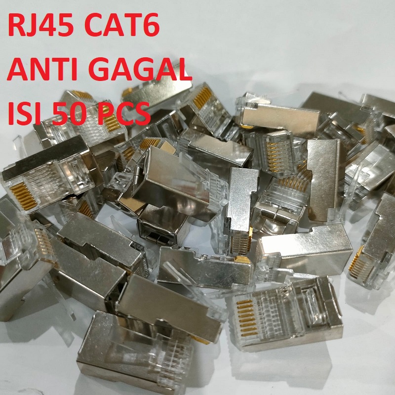 KONECTOR RJ45 CAT6 ANTI GAGAL Metal - Conector Cat 6 RJ 45 PASSTHRU