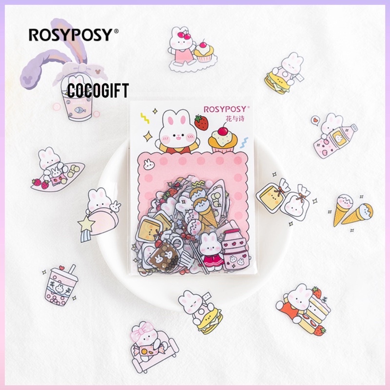 

40 Pcs Stiker Pack Rosy Posy / Sticker Dekor Casing HP Botol Minum Buat Jurnaling