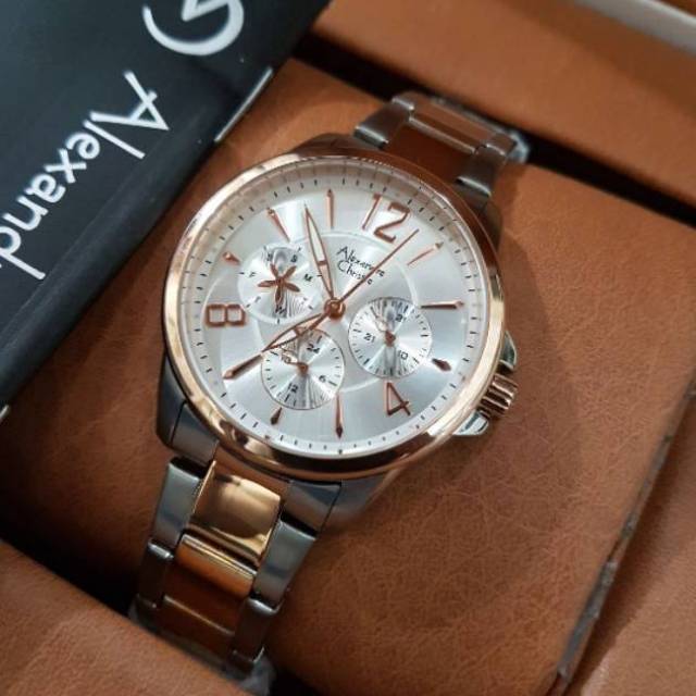 Jam Tangan Wanita Alexandre Christie AC 2506 Combinasi Rosegold Original