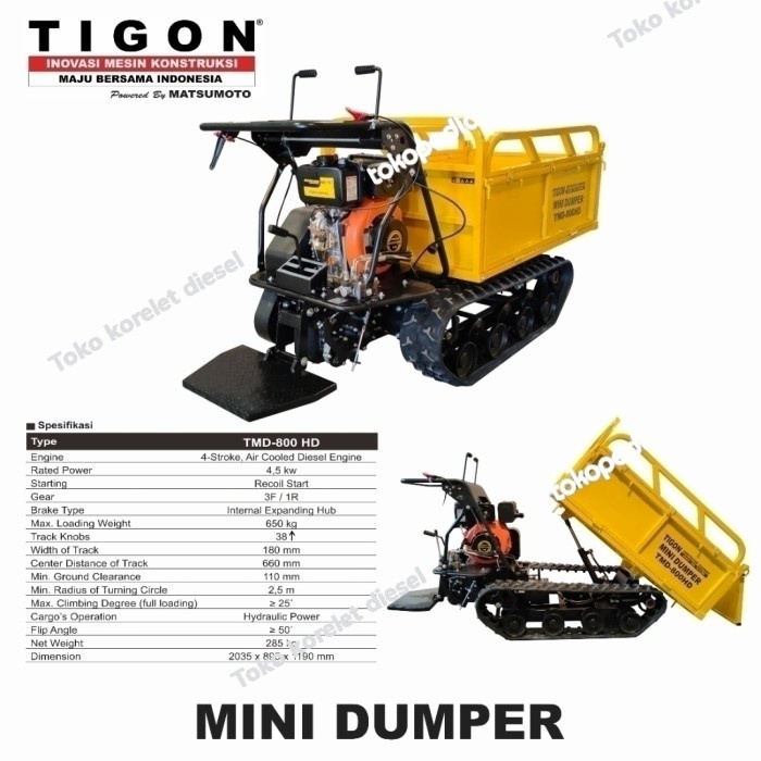 Mesin Mini Dumper TIGON TMD-800HD Alat Angkut Sawit