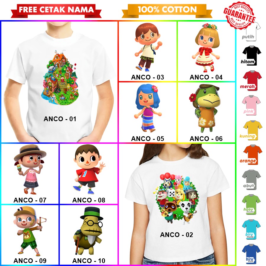 [FREE NAMA!!] Baju Kaos COUPLE  ANAK DAN DEWASA ANIMAL CROSSING BANYAK MOTIF