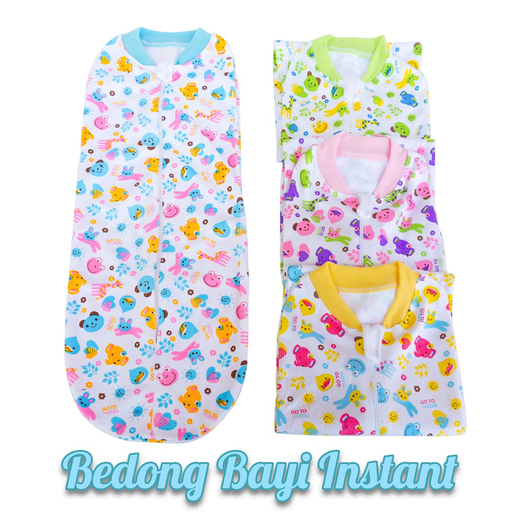 Bedong bayi instan katun halus praktis resleting bedong tebal