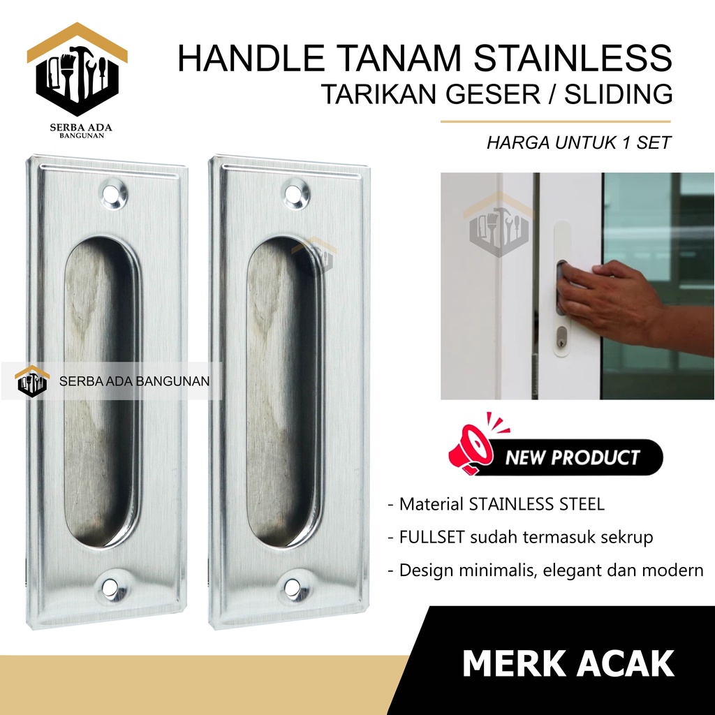 Handle Pintu Tanam sleding sliding Dorong Geser kom camp kotak 11 cm Lemari