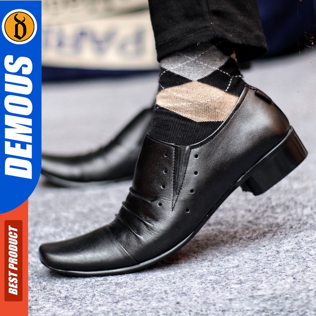 Sepatu Pantofel Pria Sepatu Formal Pria Kulit Asli Slop Sepatu Pantopel Hitam Kerja Kantor DEMOUS REMPLOP